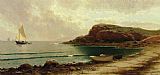 Alfred Thompson Bricher Canvas Paintings - Seascape with Dories and Sailboats